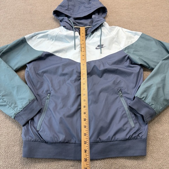 Nike Windrunner Jacket Mens Small Blue Green Hooded Full Zip Lightweight - Picture 3 of 12